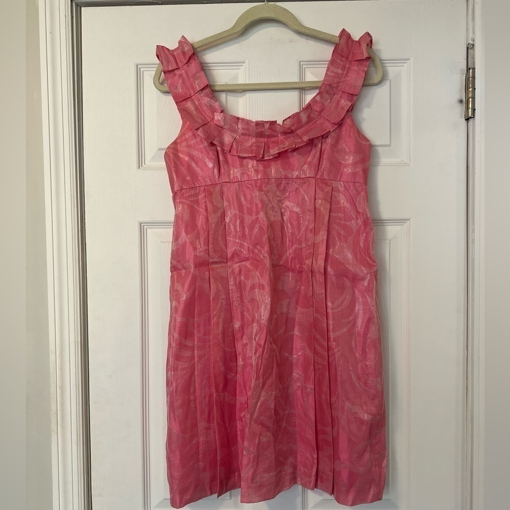 An Original Milly of New York Pink Silk Blend Mini Dress